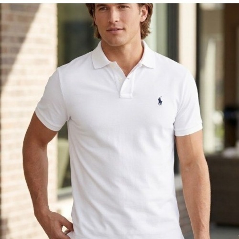 Polo Ralph Lauren Mens XL Classic Fit White Cotton Pique Short Sleeve Polo Shirt